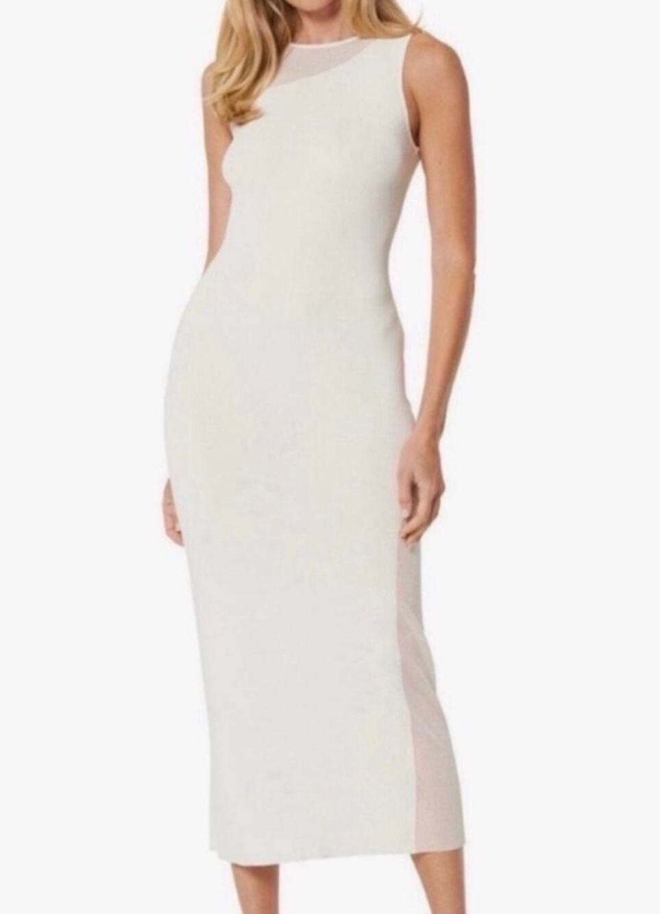MISA Los Angeles Lura Ivory Knit Sleeveless Cutout Maxi Dress Size Small